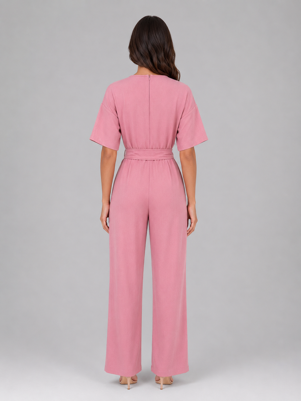 Women's Relaxed Wide Leg Jumpsuit – Tie Waist Casual Outfit