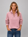 Women's Ribbed Half Zip Pullover – Casual Knit Zip Neck Jumper
