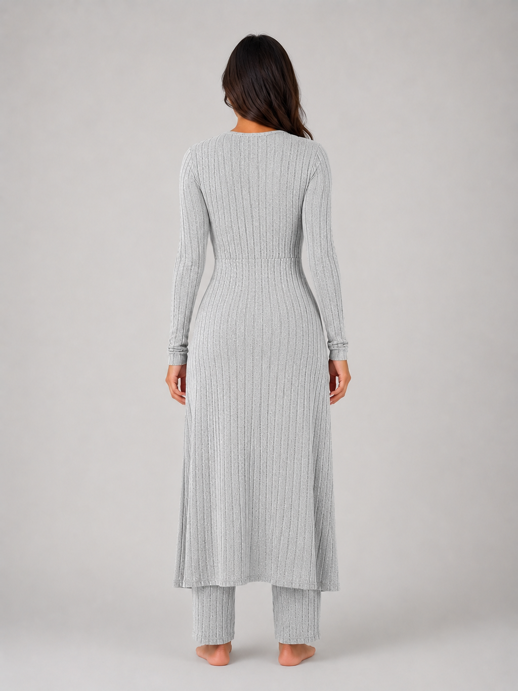 Women's Ribbed Soft Two-Piece Lounge Set - Relaxed Fit Co-Ord