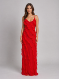 Women’s Ruffle Maxi Dress – Flowing Silhouette
