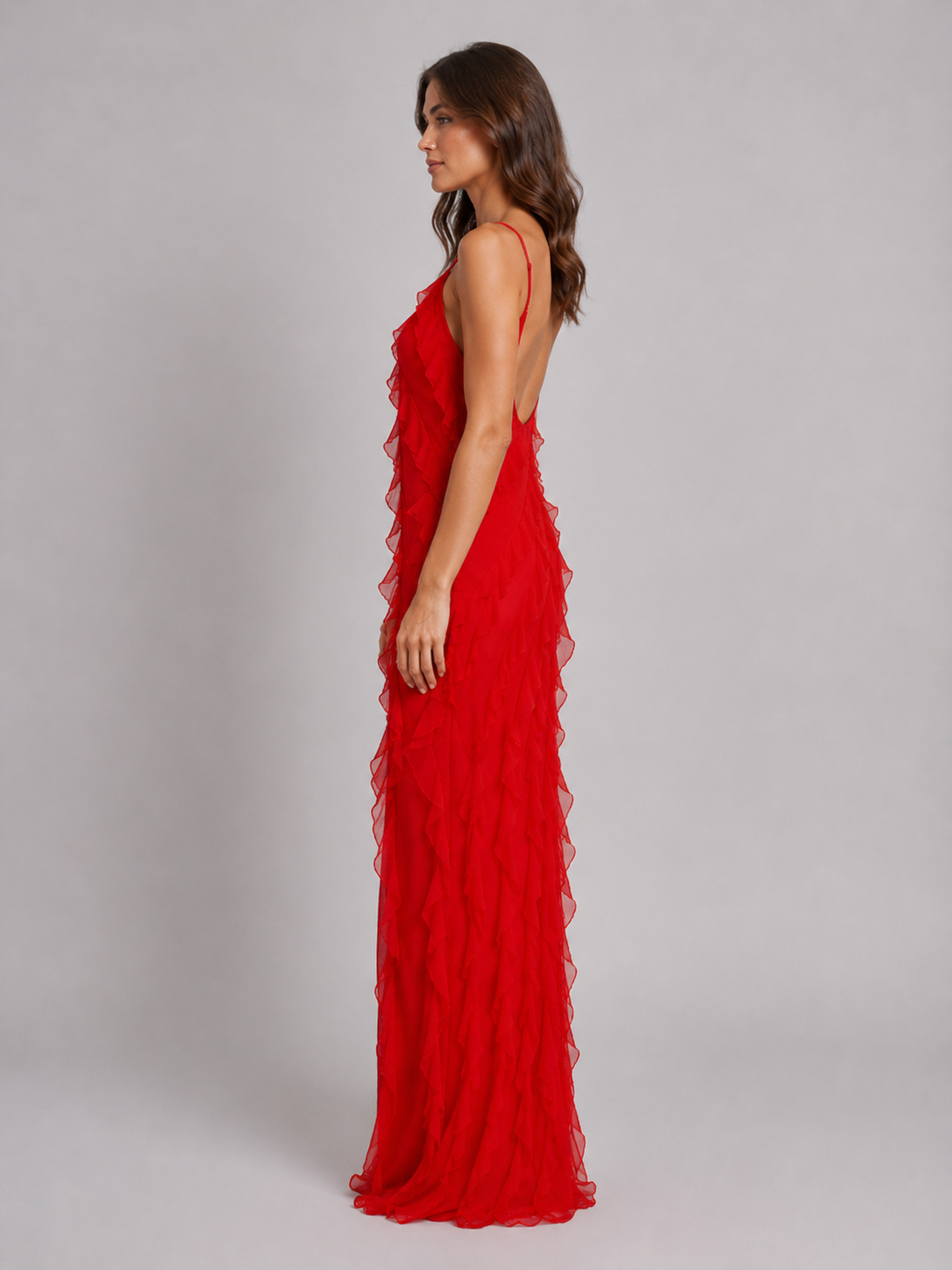 Women’s Ruffle Maxi Dress – Flowing Silhouette