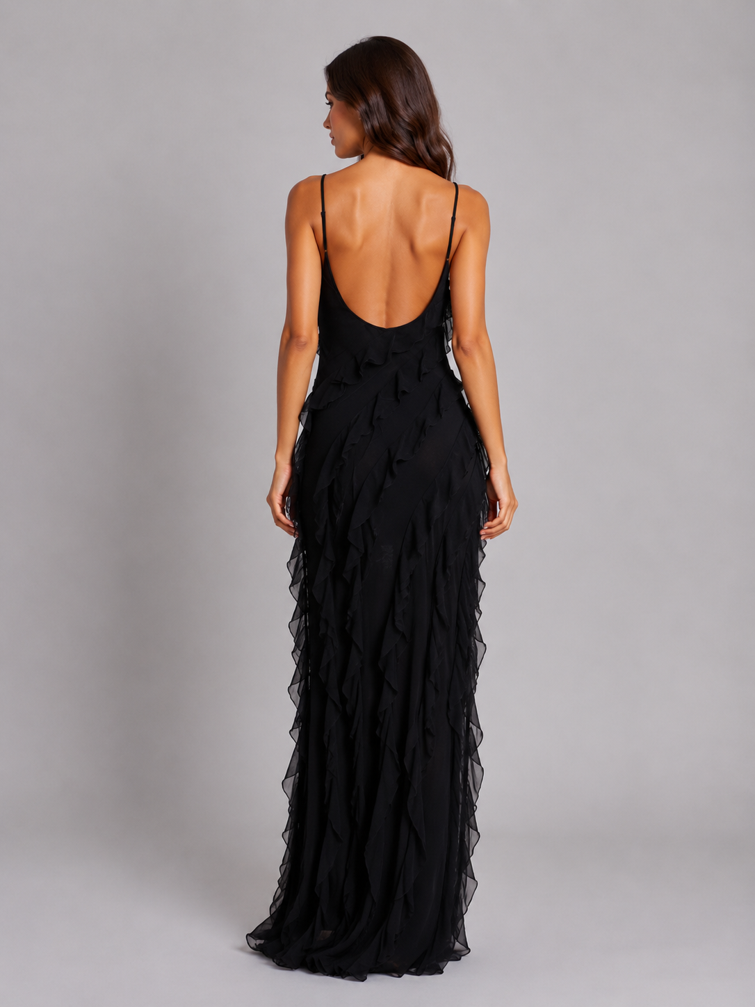 Women’s Ruffle Maxi Dress – Flowing Silhouette
