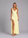 Women's Ruffle Split Maxi Dress – Figure Skimming Fit