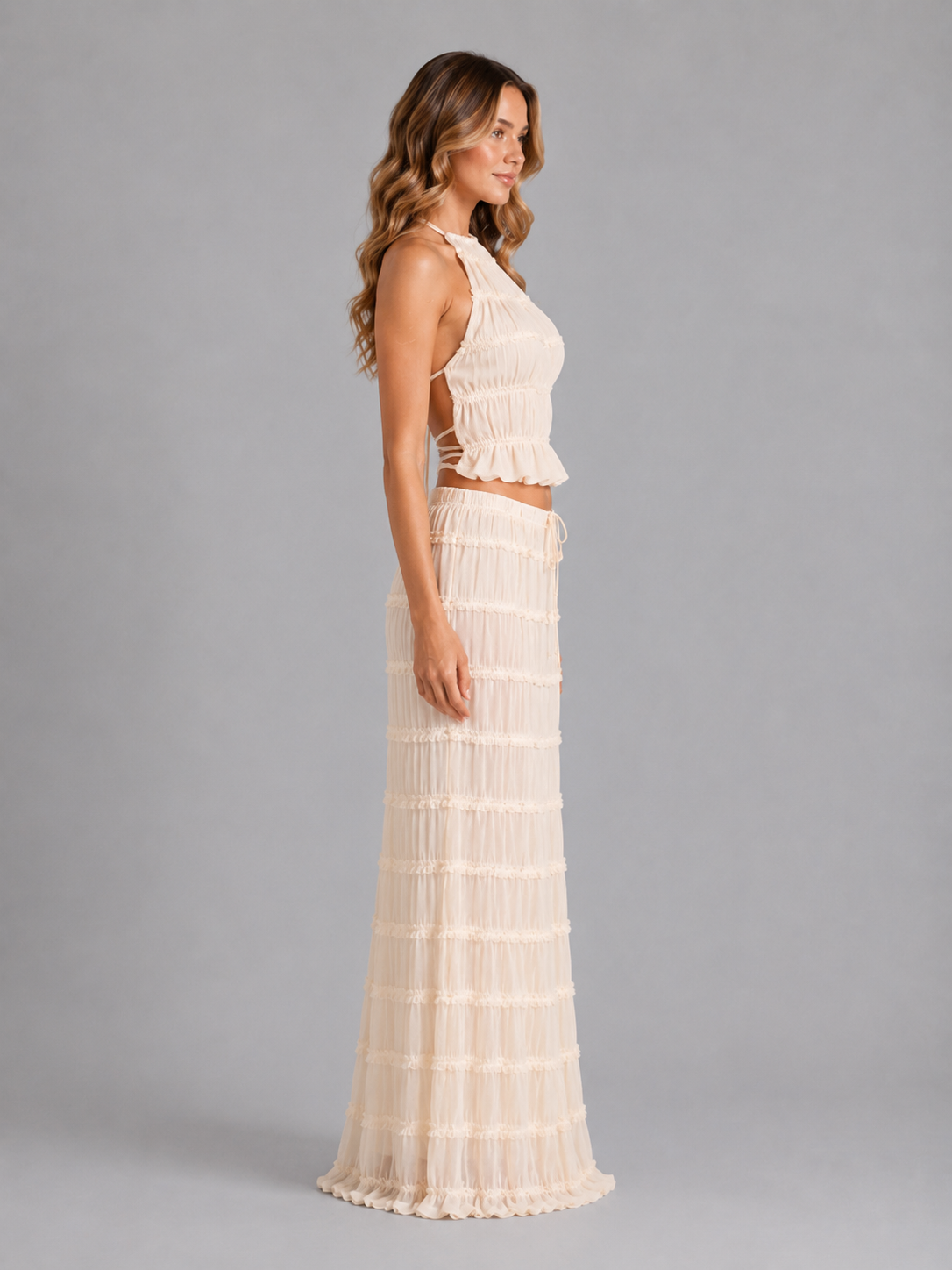 Women's Ruffle Textured Two-Piece Set – Summer Holiday Style