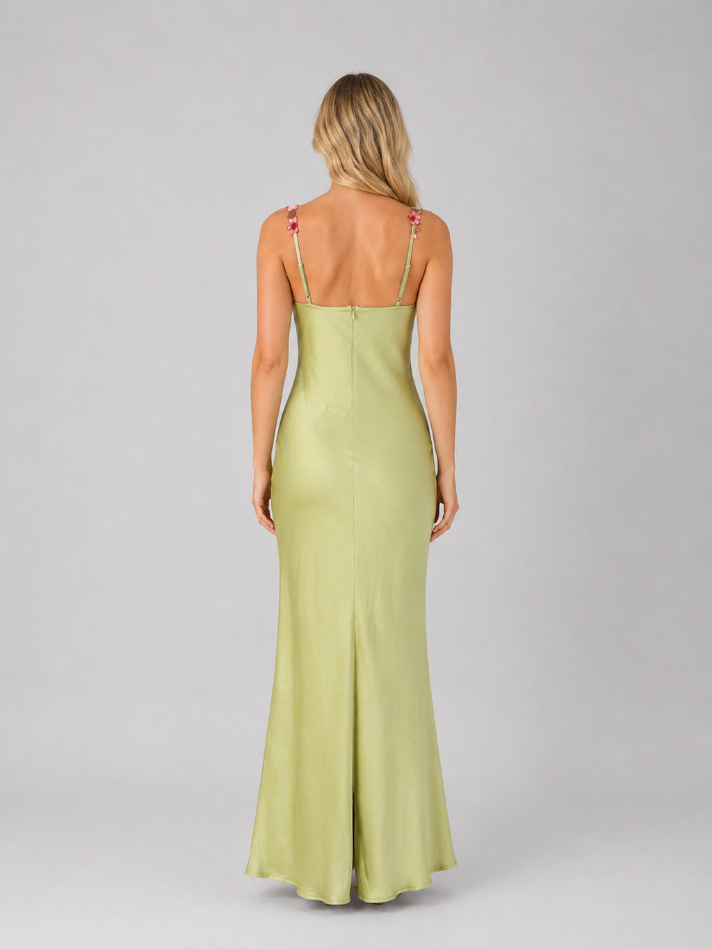 Women's Satin Feel Floral Embroidered Maxi Dress – Sculpted Fit