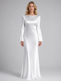 Women’s Satin Feel Long Sleeve Maxi Dress – Elegant Occasion Style