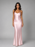 Women's Satin Feel Maxi Dress – Sculpted Fit Evening Gown