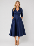 Women’s Satin Feel Midi Dress – Elegant Wrap Style