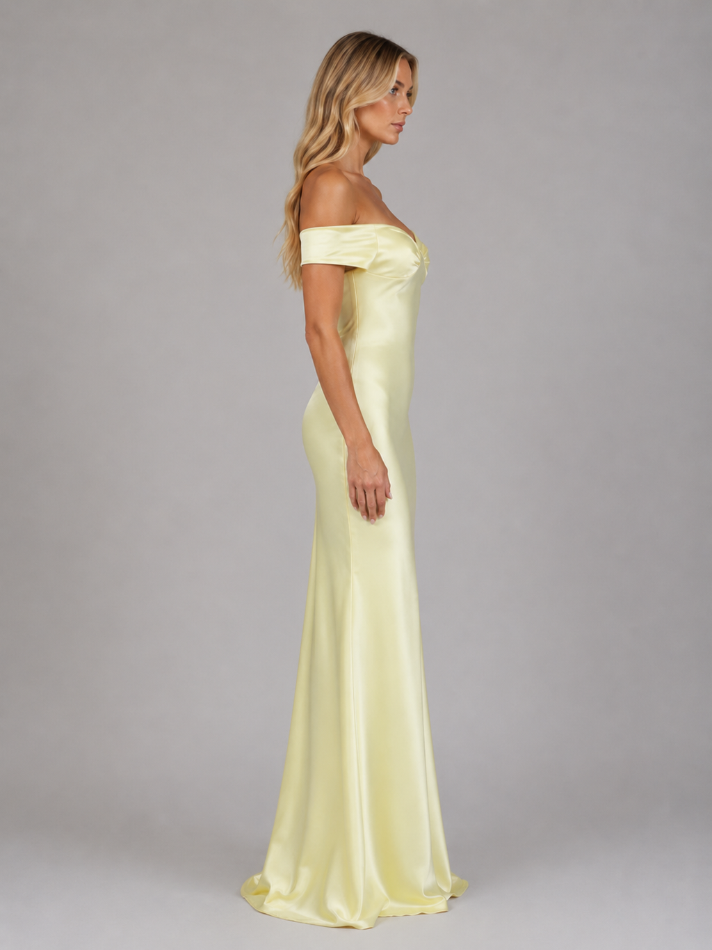Women’s Satin Feel Off Shoulder Maxi Dress – Wedding Guest Gown