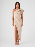 Women’s Sculpting One-Shoulder Midi Dress – Ruffle Detail
