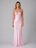 Women’s Sequin Embellished Satin Feel Maxi Dress – Halter Evening Gown
