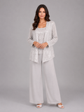 Women's Sequin Three-Piece Trouser Set – Elegant Occasion Co-Ord