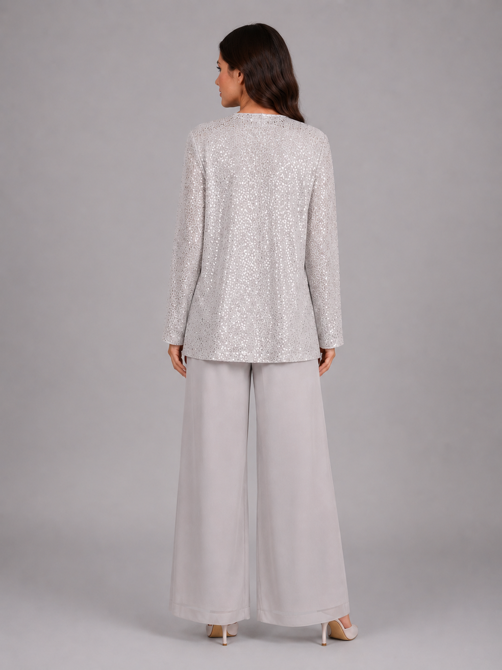 Women's Sequin Three-Piece Trouser Set – Elegant Occasion Co-Ord