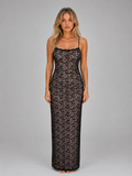 Women's Sheer Lace Maxi Dress – Bodycon Evening Gown