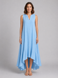 Women's Sleeveless V-Neck Maxi Dress – Flattering Flowy Fit