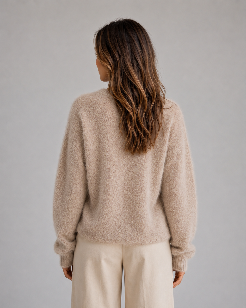 Women's Fluffy Knit Cardigan – Button Front V-Neck Jumper