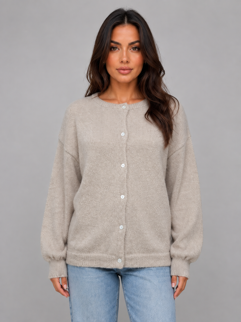 Women's Soft Knit Cardigan – Crew Neck Button Front