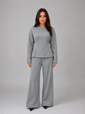 Women’s Soft Lounge Co-Ord Set – Fitted Top & Wide Leg Trousers