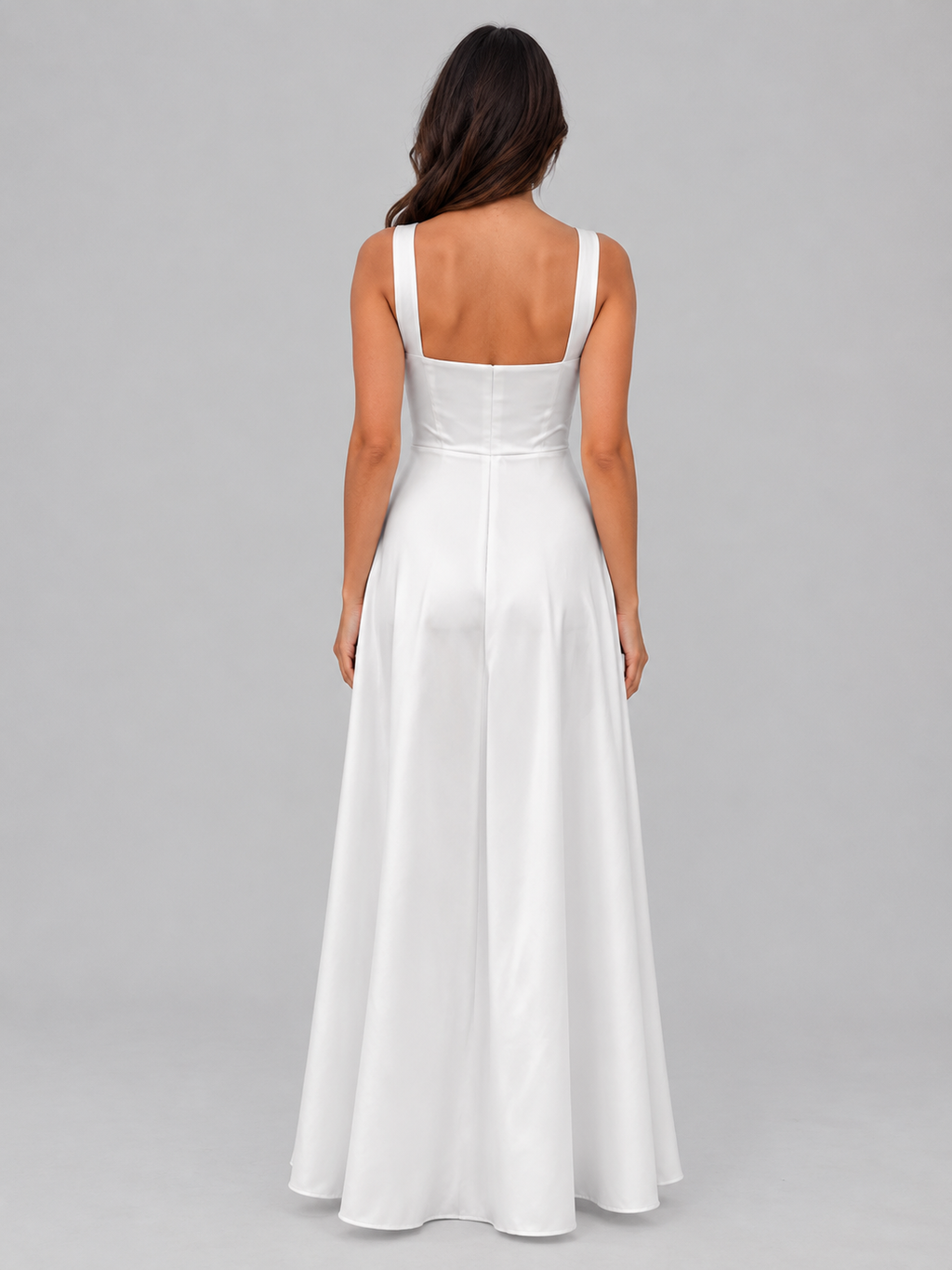 Women's Square Neck Maxi Dress – Structured Bodice A-Line Fit