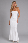 Women’s Strapless Lace Maxi Dress – Sculpted Corset Style