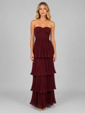 Women’s Strapless Tiered Maxi Dress – Elegant Evening Gown
