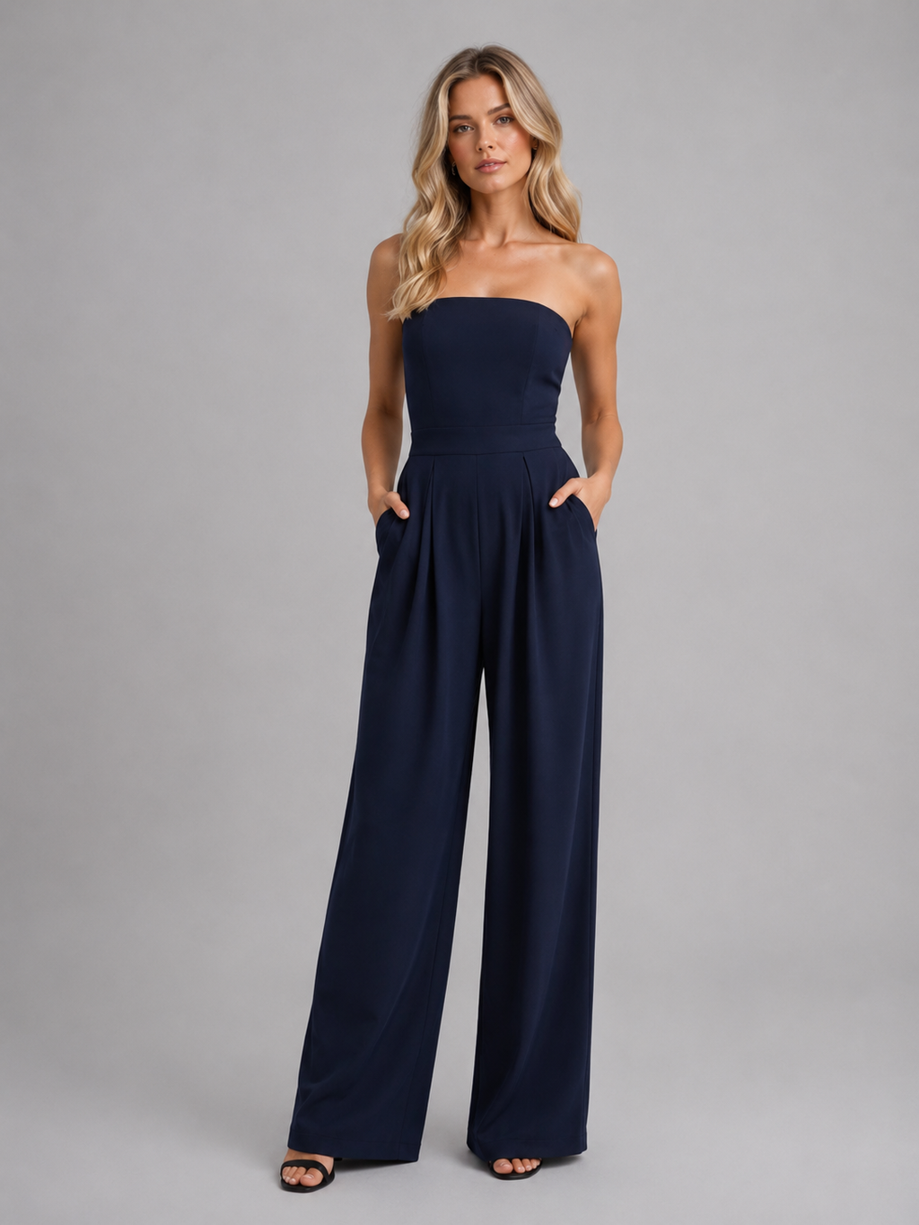 Women’s Strapless Wide Leg Jumpsuit – Elegant Structured Summer Style