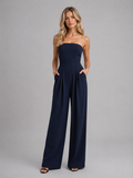 Women’s Strapless Wide Leg Jumpsuit – Elegant Structured Summer Style