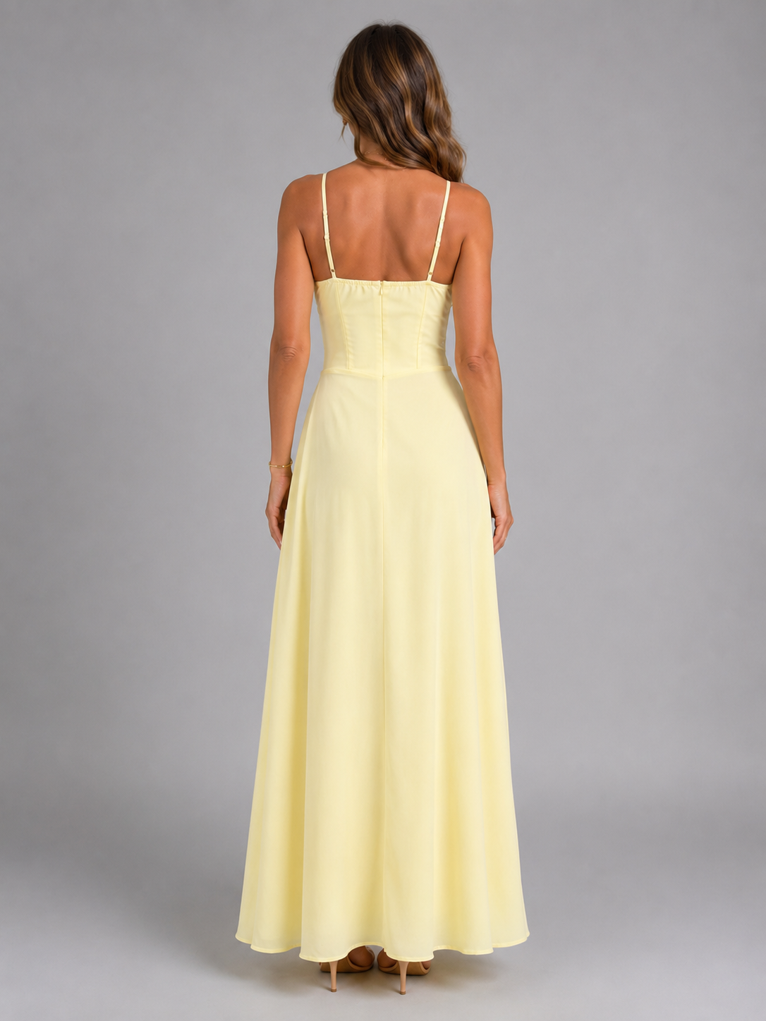 Women’s Strappy Corset Maxi Dress – Sculpted Flowing Silhouette