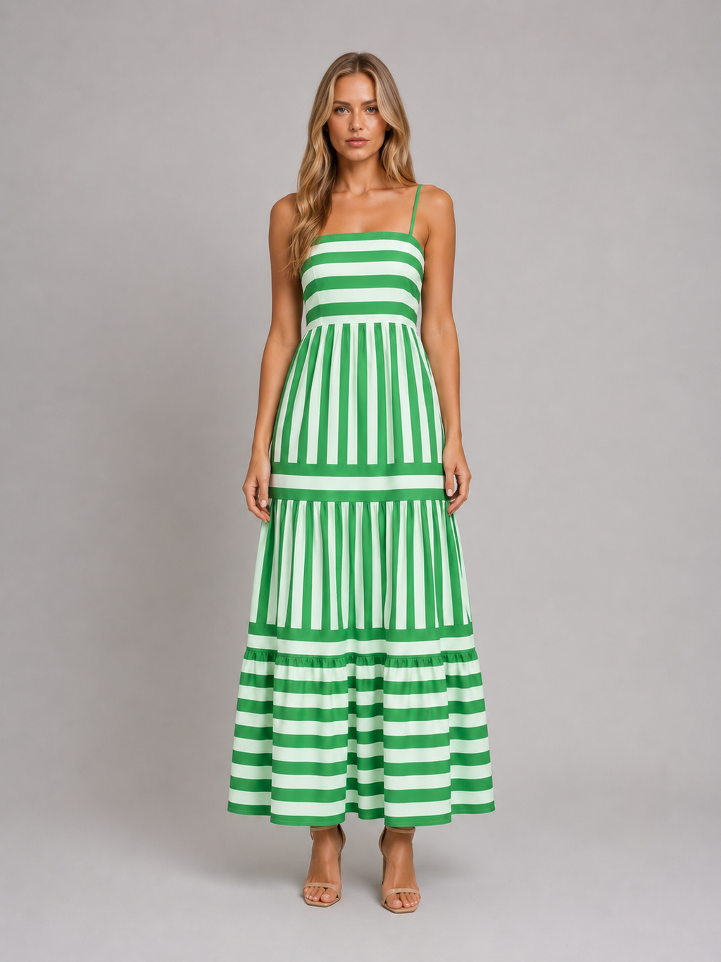 Women's Strappy Tiered Maxi Dress – Summer Holiday Style