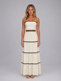 Women's Summer Co-Ord Set – Crop Top & Tiered Maxi Skirt