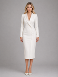 Women’s Tailored Blazer Midi Dress – Formal Business Style