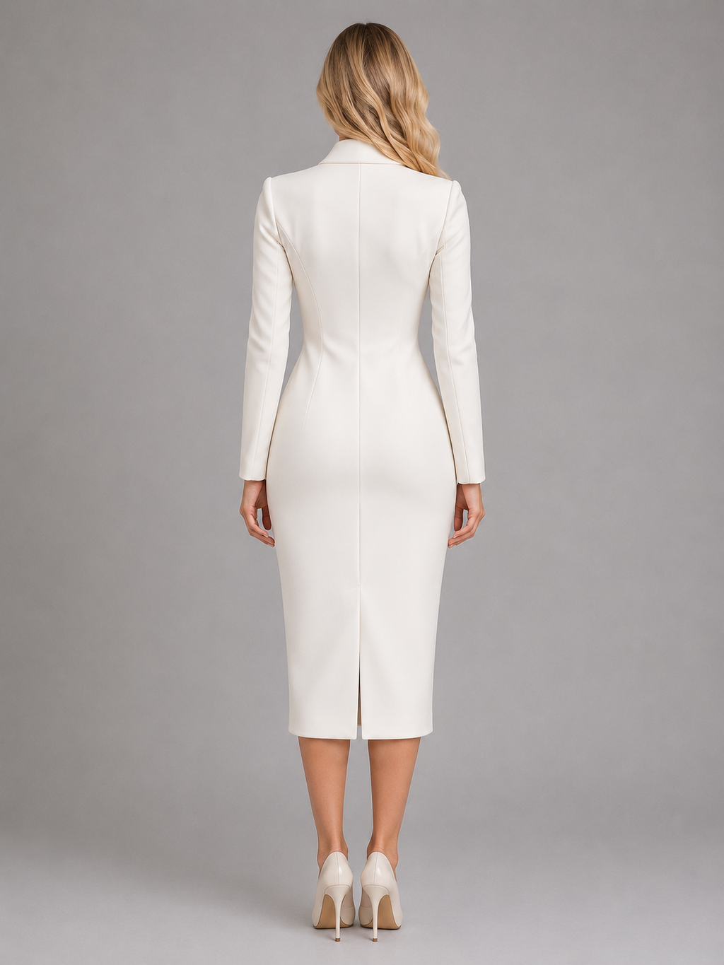 Women’s Tailored Blazer Midi Dress – Formal Business Style