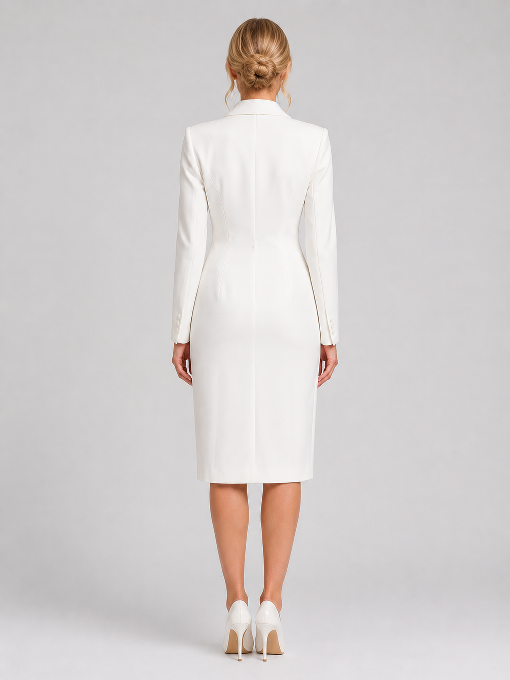 Women’s Tailored Blazer Midi Dress – Formal Occasion Style