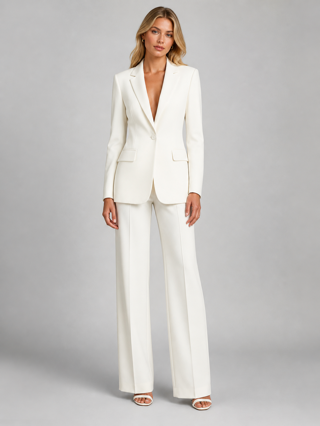 Women’s Tailored Blazer and Wide-Leg Trousers Set – Smart Occasion Style
