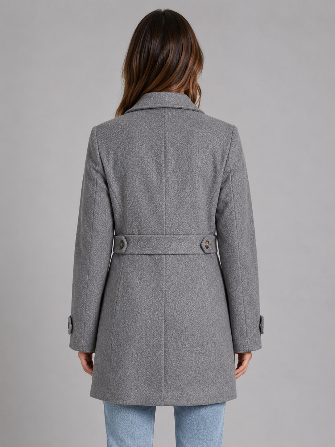 Women's Tailored Button Coat – Longline Collared Smart Jacket