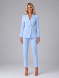 Women’s Tailored Double-Breasted Blazer & Trousers Set – Elegant Structured Fit