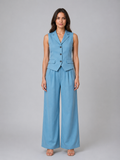 Women's Tailored Waistcoat & Wide Leg Trouser Set – Smart Elegant Co-Ord