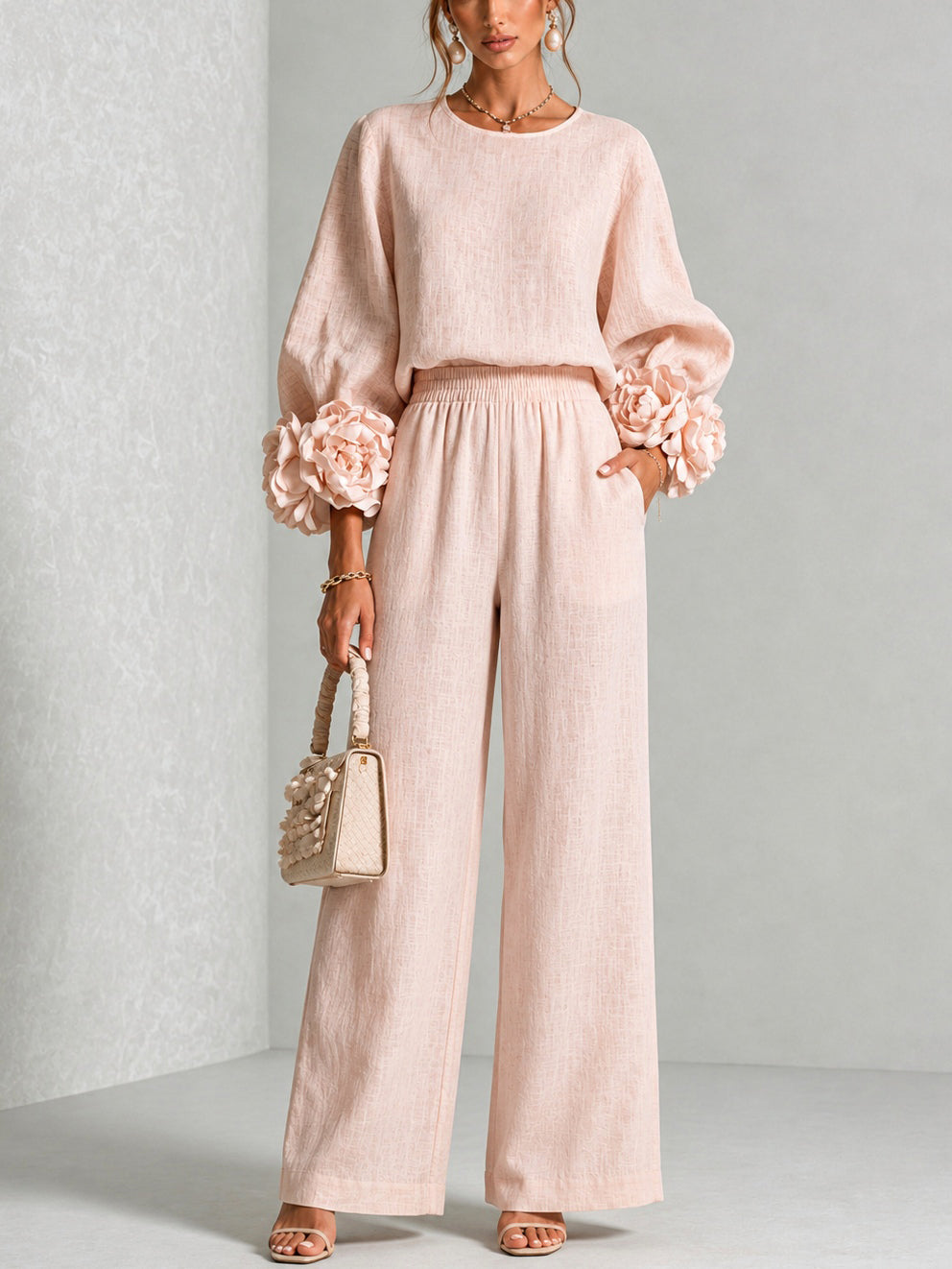 Women's Elegant Belted Two-Piece Set – Summer Floral Design