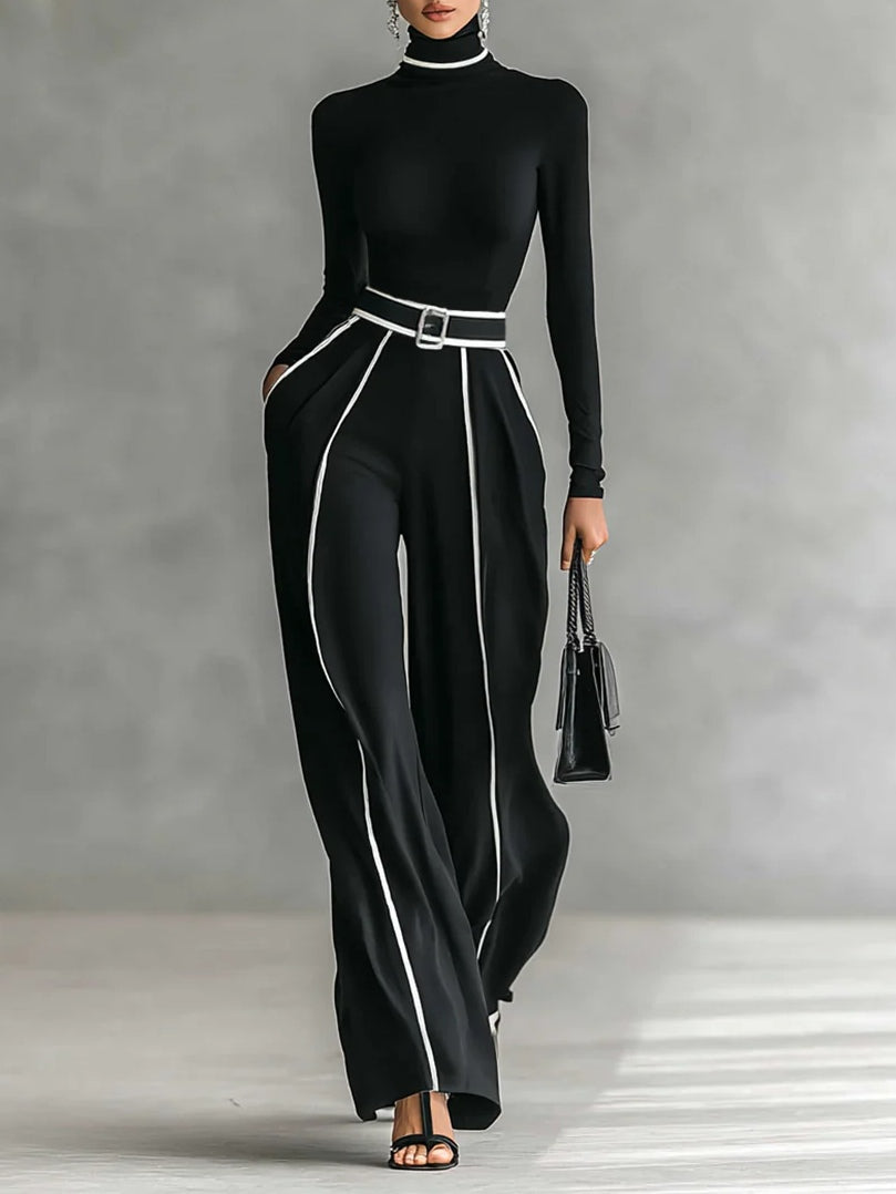 Women's Elegant Comfortable Two-Piece Set – Modern Chic Design in Black