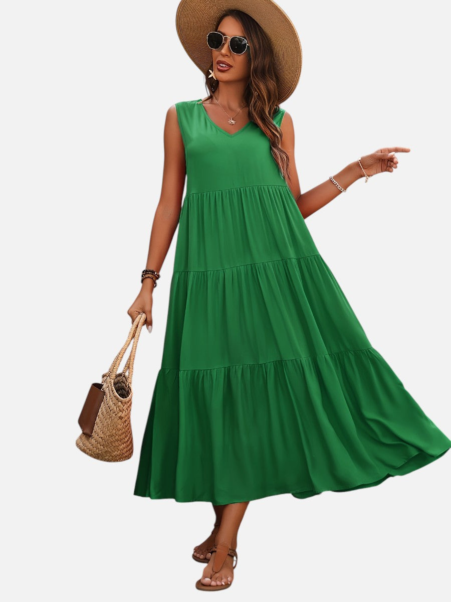 Women’s V-Neck Tiered Maxi Dress – Effortless Summer Elegance