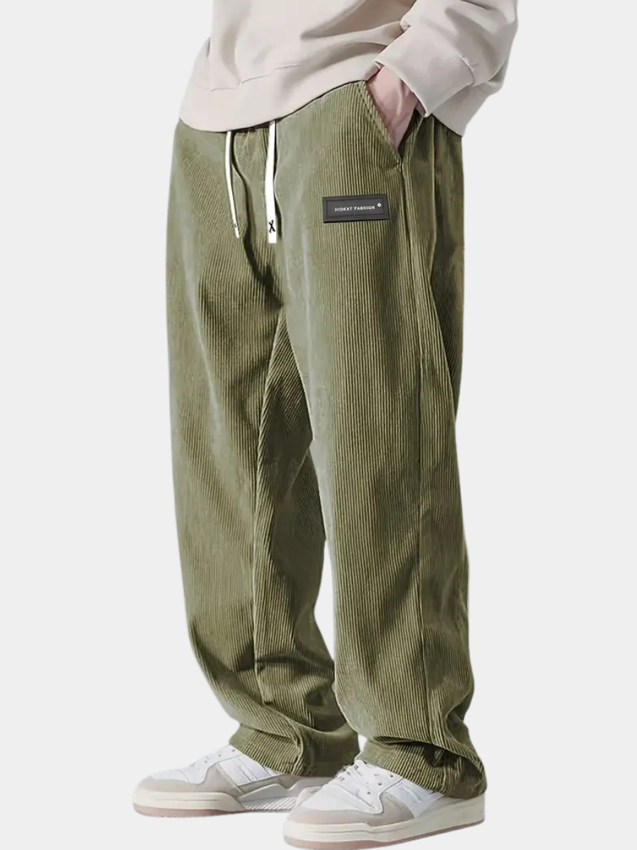 Women's Velvet Ribbed Trousers – Warm Straight Leg Design