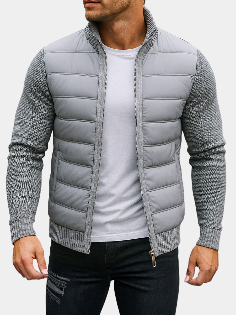 Men's Elegant Quilted Puffer Coat – Knitted Modern Design