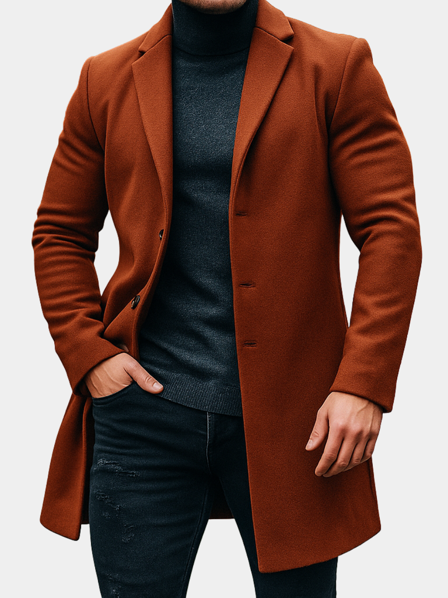 Men's Refined Flowing Trench Coat – Elegant Modern Design