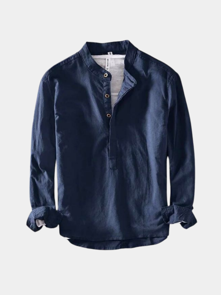 Men's Linen Modern Shirt – Roll Neck Design