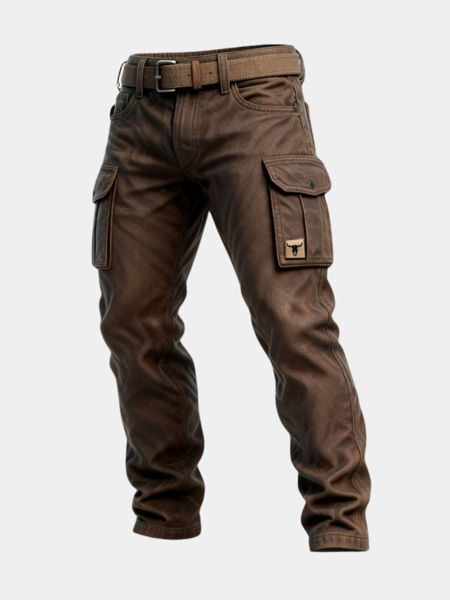 Women's With Pockets Button-Front Trousers – Zip-Up Straight Leg Design