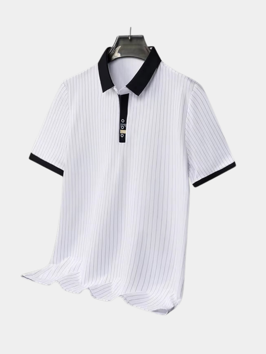 Men's Striped Refined Polo Shirt – Elegant Modern Design