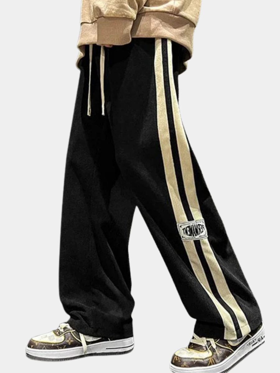 Women's Straight Leg Relaxed Trousers – Ribbed Design