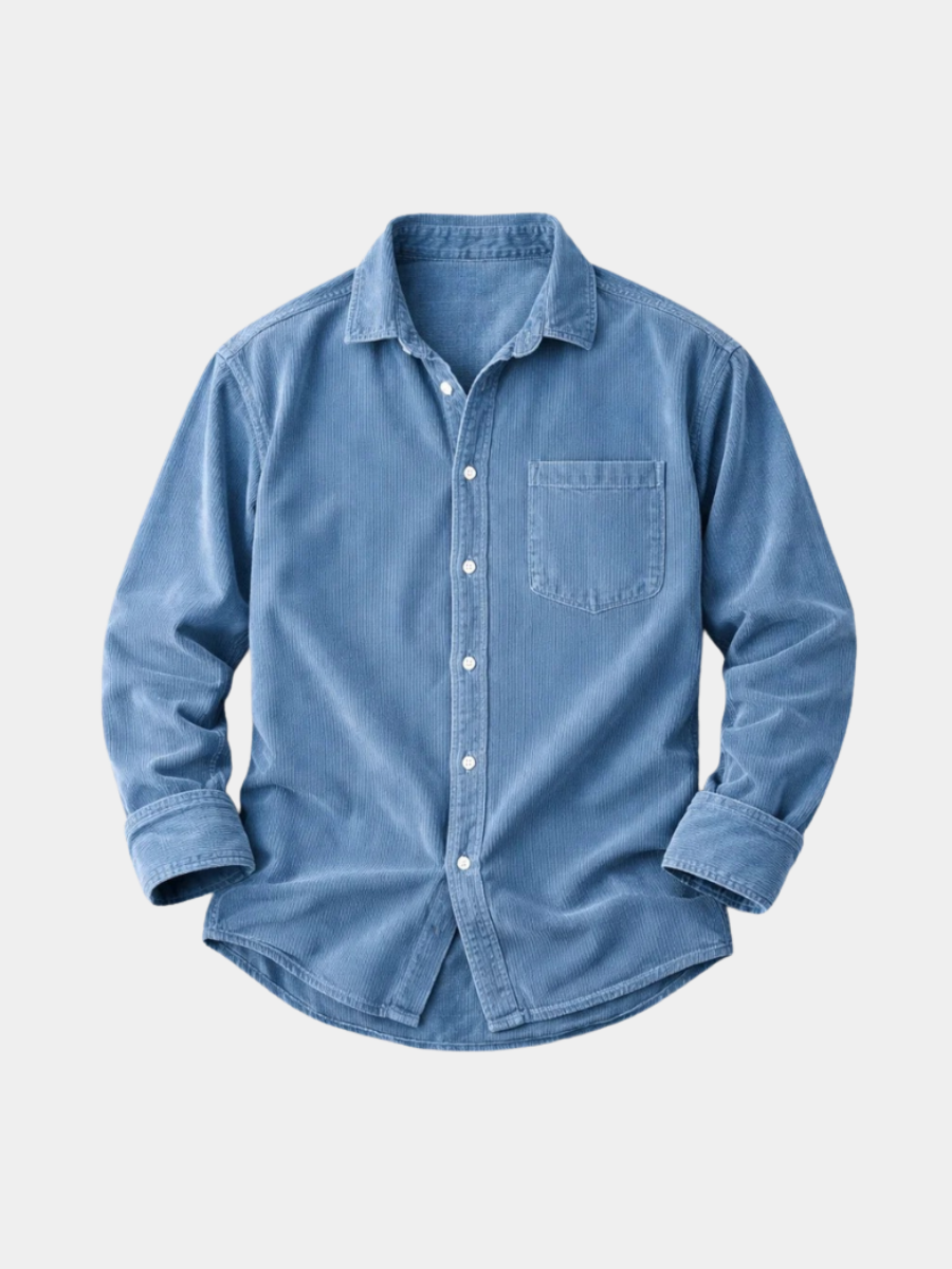 Men's Classic Velvet Shirt – Ribbed With Pockets Design