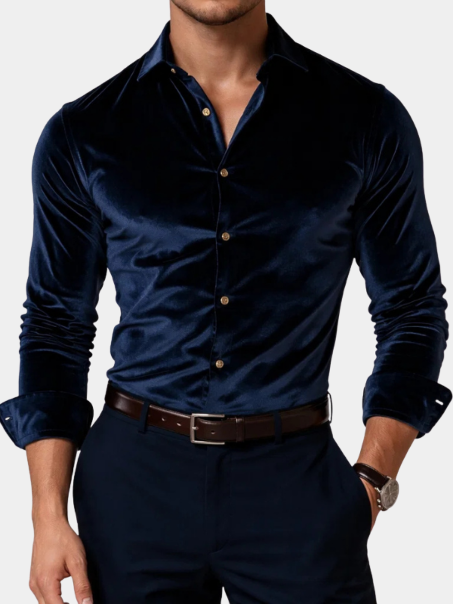 Men's Velvet Refined Shirt – Flowing Elegant Design