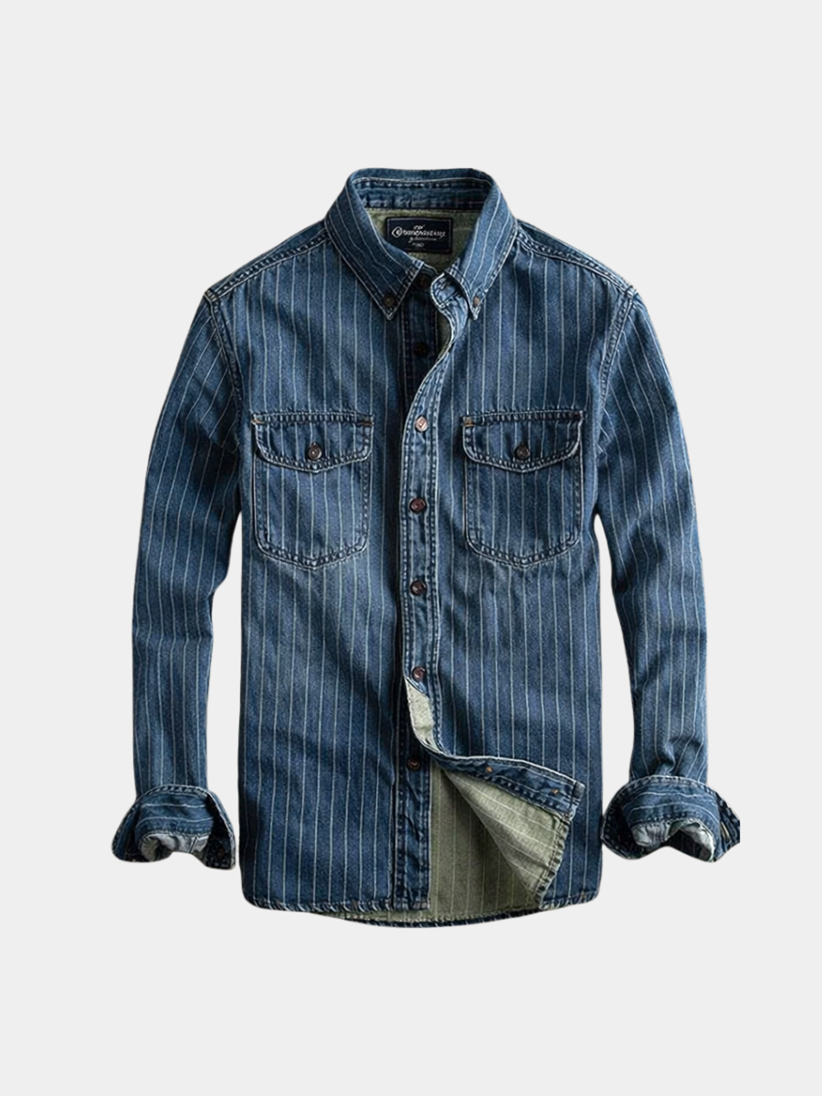 Men's Striped Denim Shirt – Cotton Timeless Design